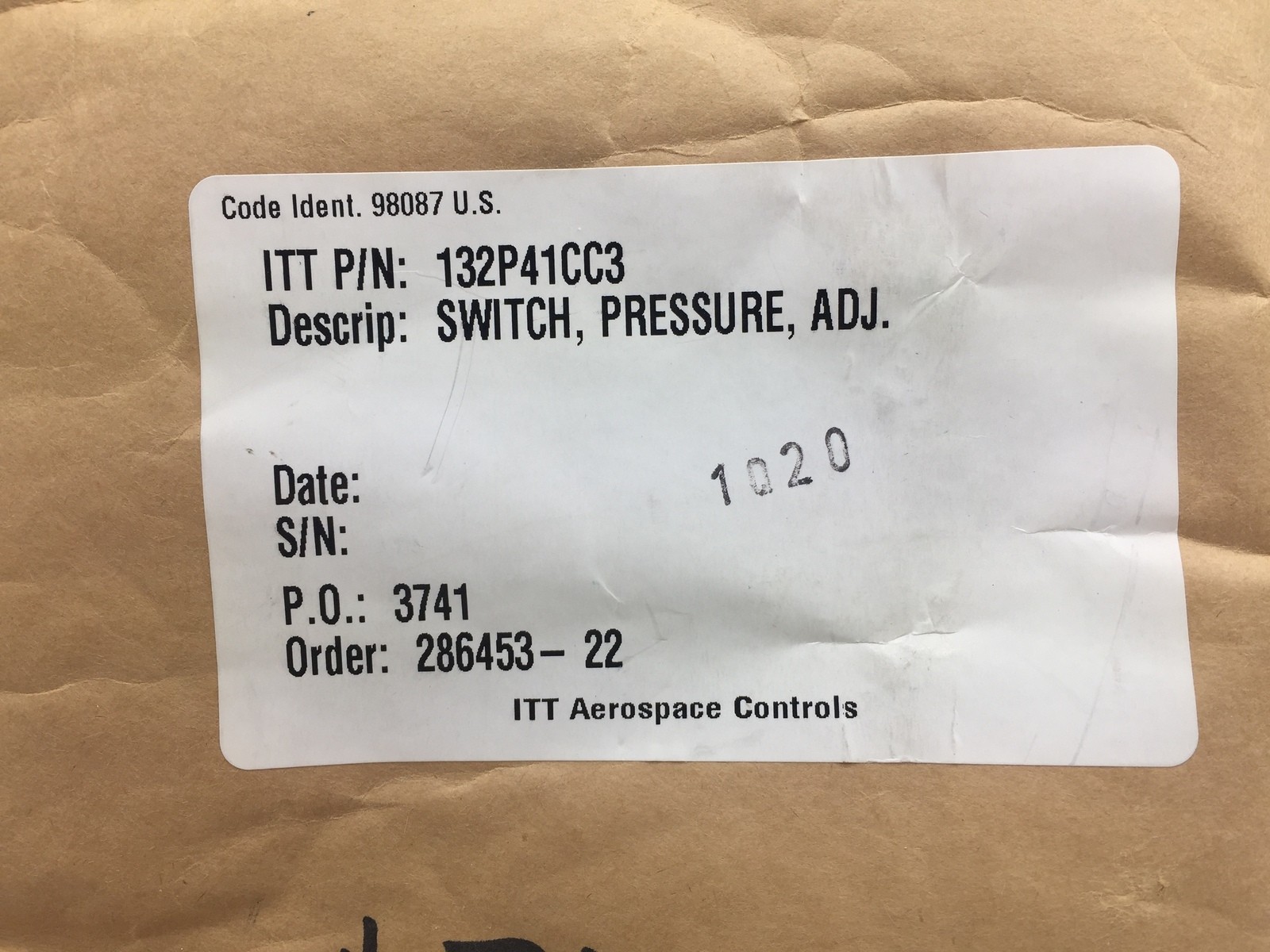 ITT 132P41CC3 Pressure Switch Neo-Dyn 98087 50 to 250 PSI