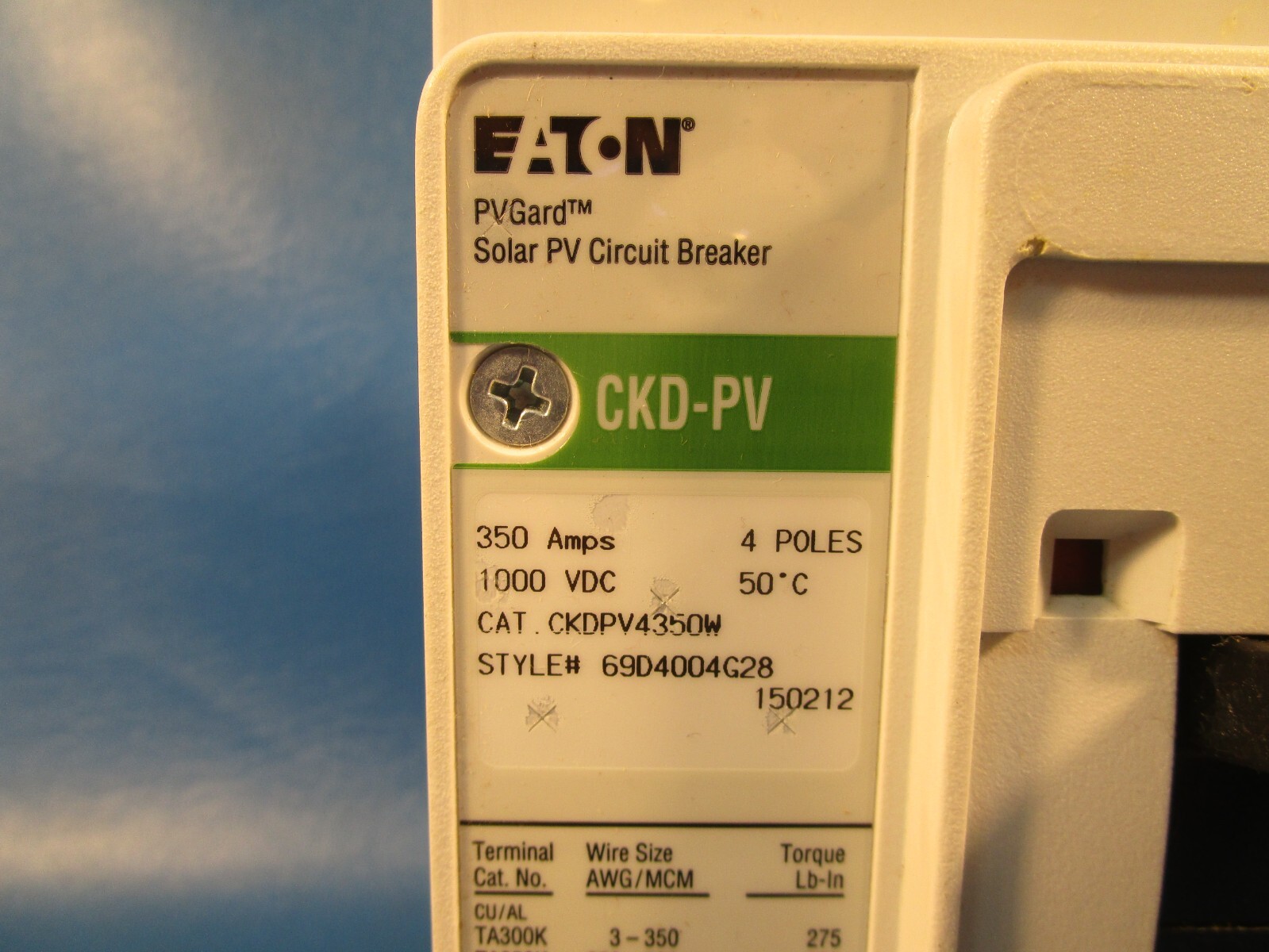 Eaton CKDPV4350W, Molded Case Breakers (MCCBs) K 4P 350A 1000V 50/60Hz 3Ph K