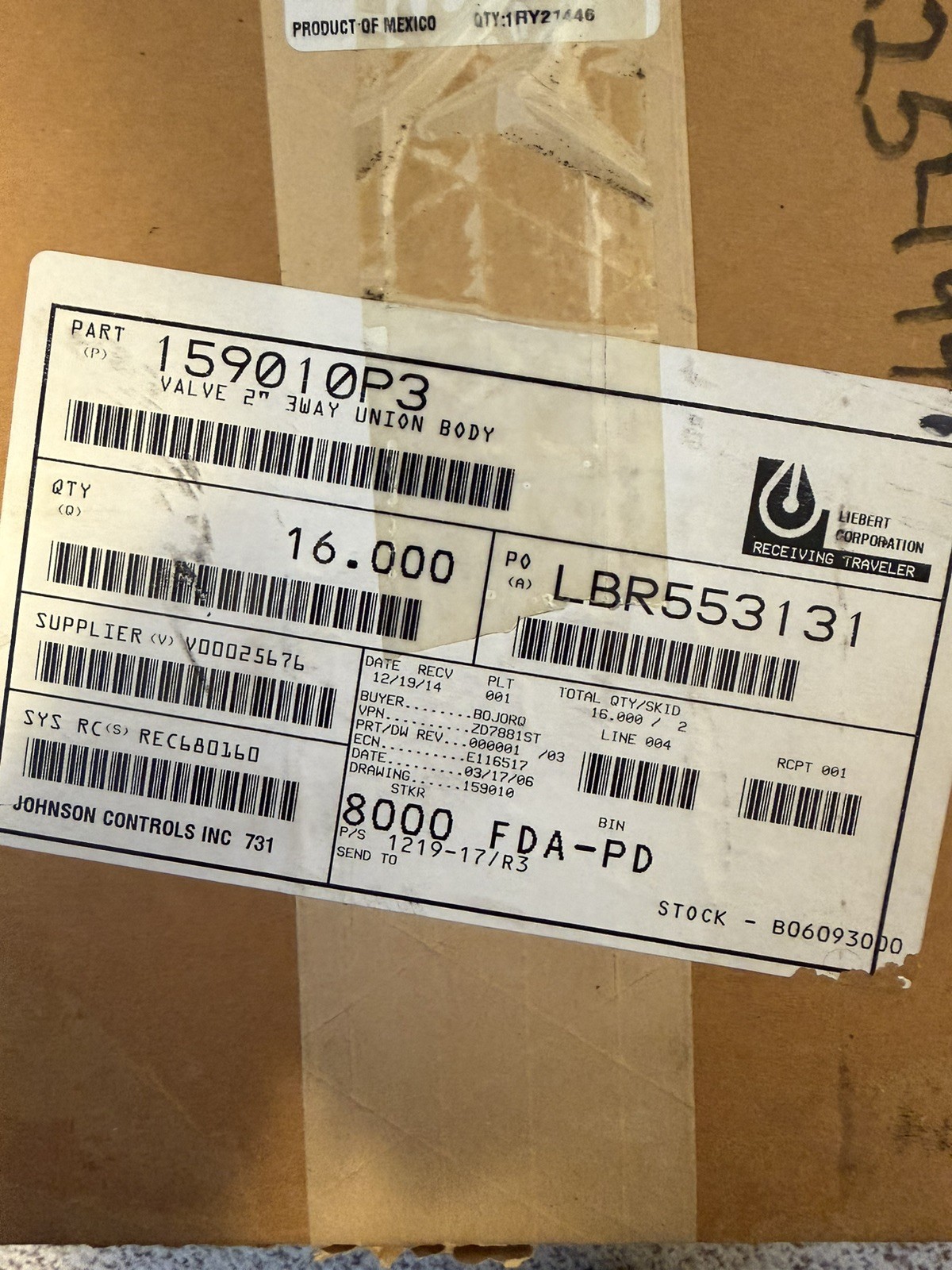 JOHNSON CONTROLS ZD7881ST 3WAY MIXING GLOBE VALVE 2″ SWEAT DN50 LIEBERT 159010P3