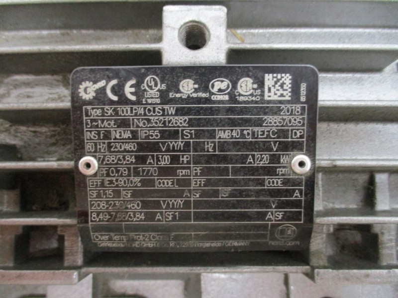 NORD DRIVE SYSTEMS 9022.1SCP-100LP/4CUS W/ SK100LP/4CUSTW 230/460V 7.68/3.84A