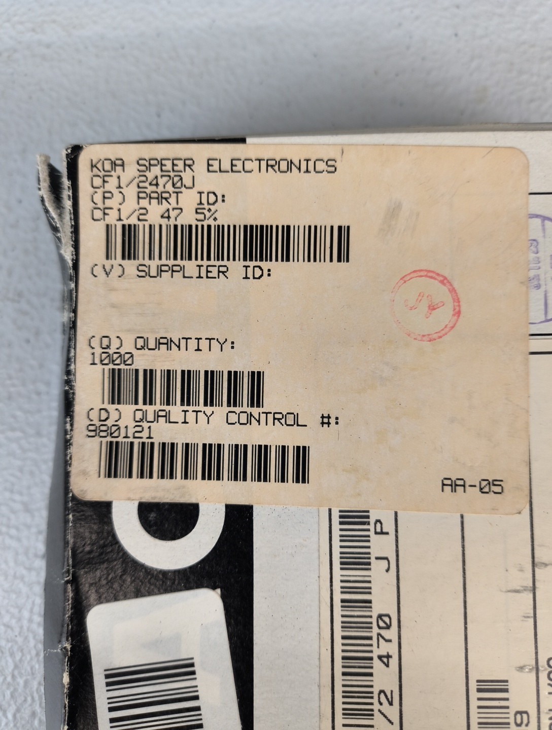 KOA Speers CF1/2470J 1/2 47 5% Pk/1000 New