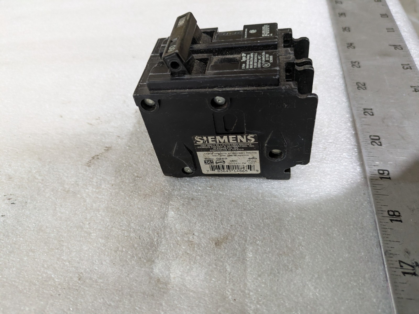 Siemens Q260 2-Pole 60A Circuit Breaker Type QP 120/240VAC 60Hz Plug-In