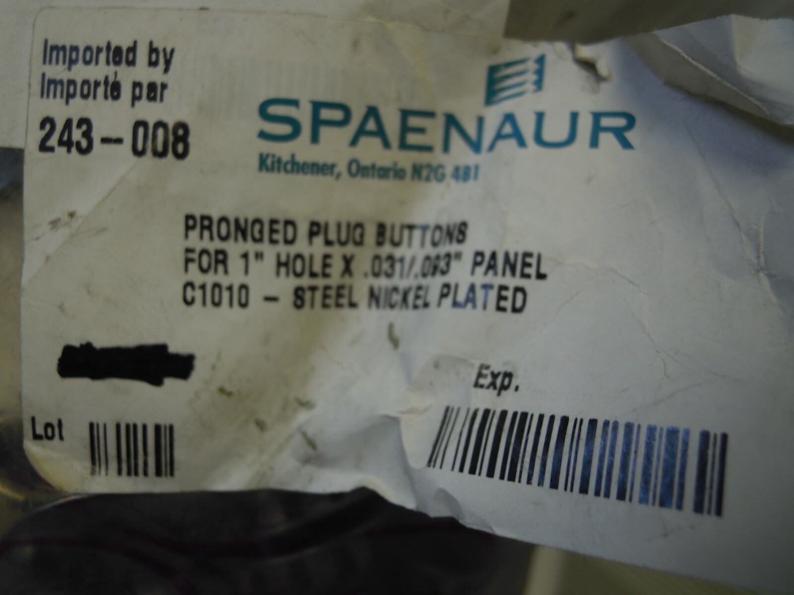 LOT of 25 X SPAENAUR FOR 1″ HOLE SNAP-IN PANEL PLUG NICKEL PLATED STEEL CAP *NEW