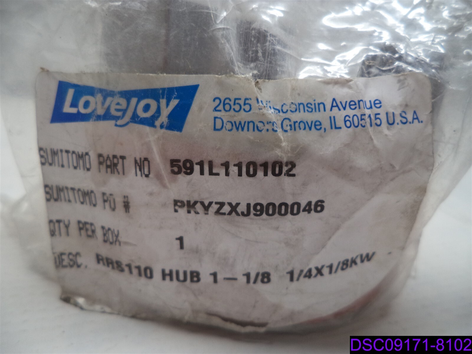 LoveJoy Sumitomo RRS110 Hub 1-1/8, 1/4 x 1/8 KW, 591L110102, 68514438163
