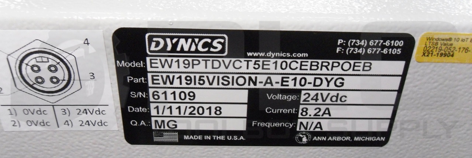 NEW DYNICS EW19I5VISION-A-E10-DYG MONITOR 24VDC 8.2A 19″ EW19PTDVCT5E10CEBRPOEB