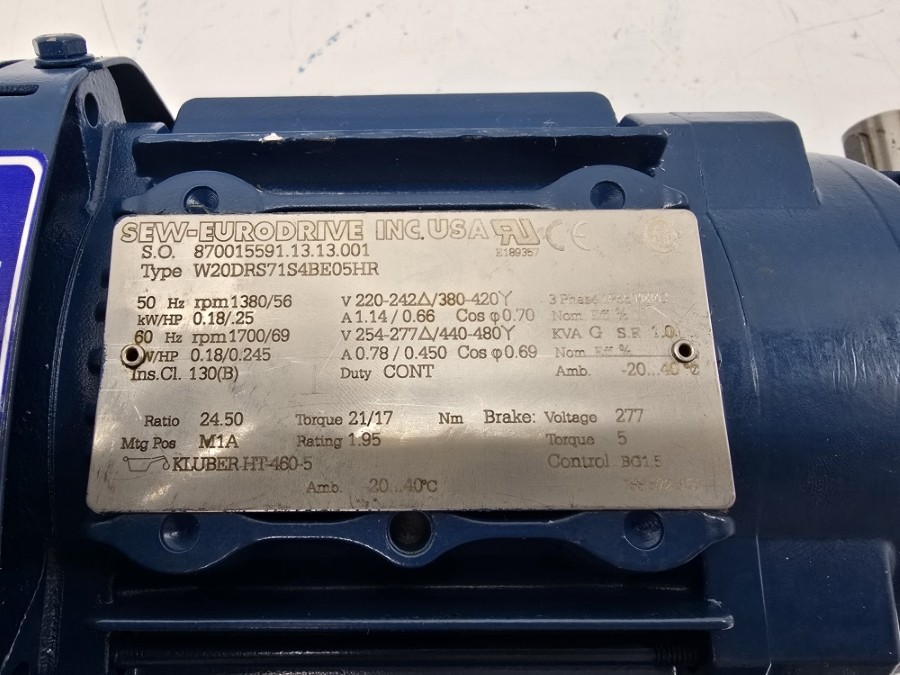 SEW-EURODRIVE W20DRS71S4BE05HR 254-277/440-480V 1.14/0.66/0.78/0.450A NSNP
