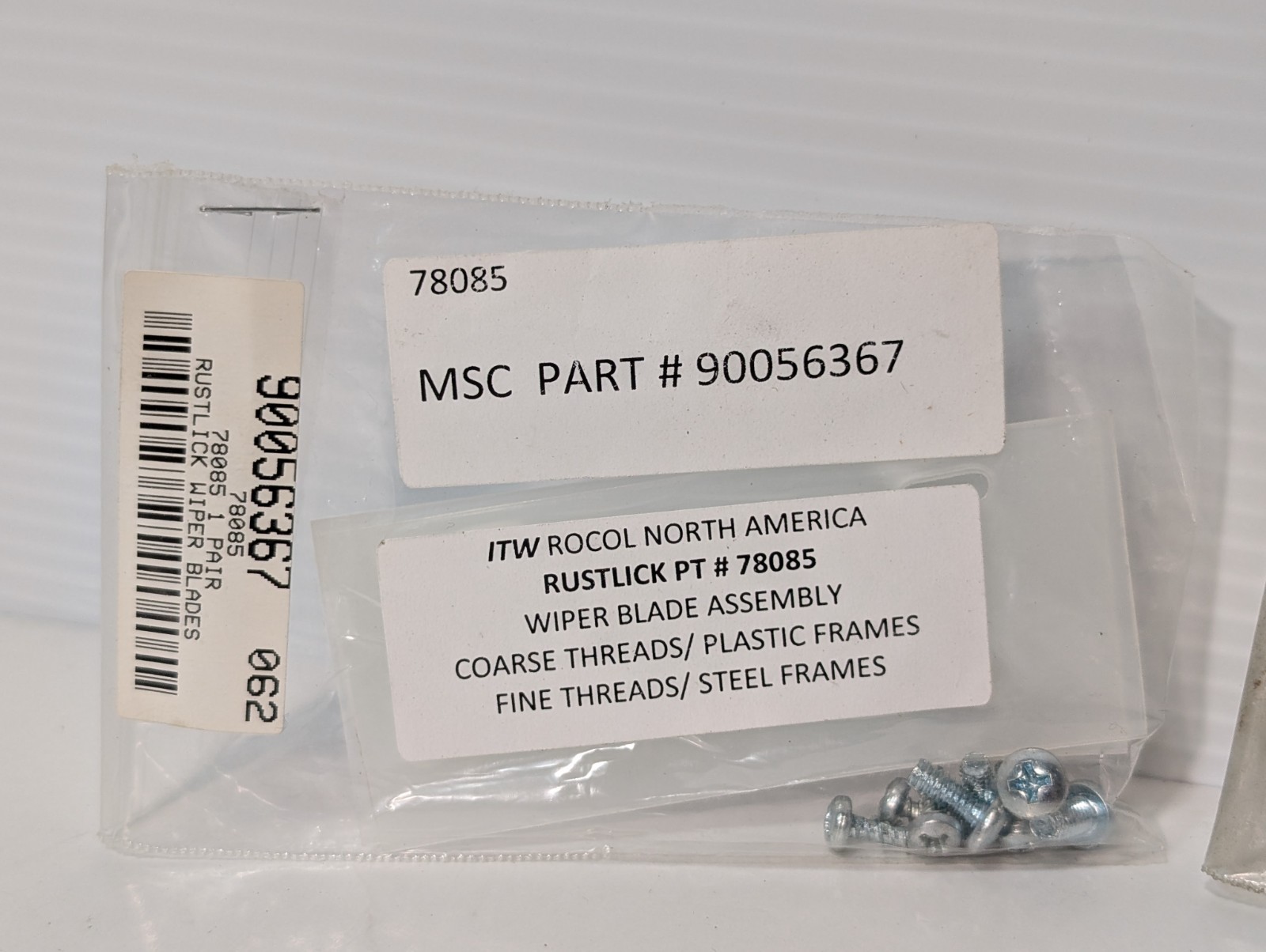 ITW Rocol Rustlick 78085 Wiper Blade Assembly, Coarse/Fine Threads, MSC 90056367