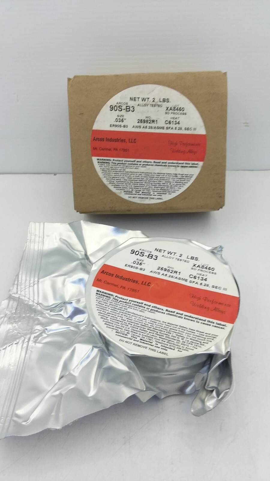 ARCOS INDUSTRIES LLC ER90S-B3 WELDING WIRE SIZE .35″ 2 LBS ALLOY TESTED NIB