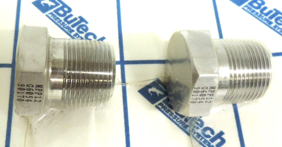 LOT OF 2 NEW BUTECH PRESSURE SYSTEMS MPP12 3/4″ NPT MALE PLUGS, G6054 90170