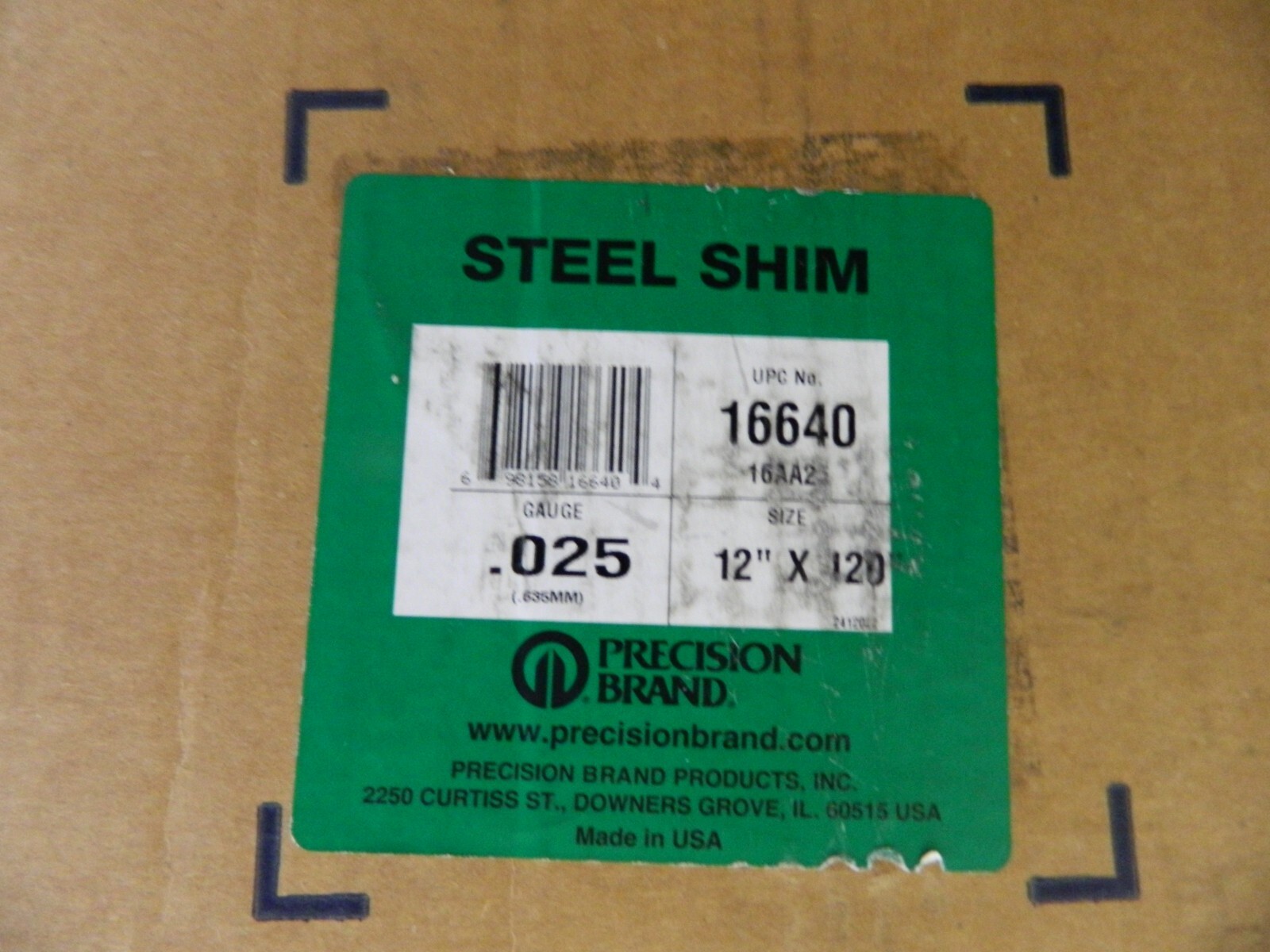 Shim Stock: 0.025” Thick, 120” Long, 12″ Wide, 1010 Low Carbon Steel 16640