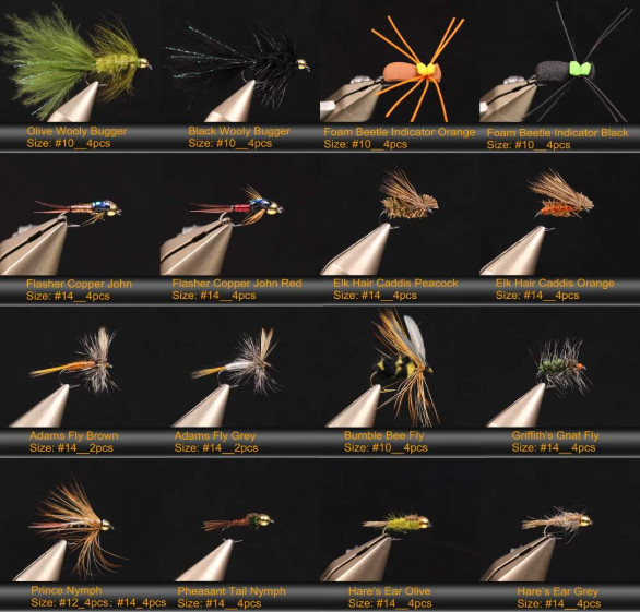 Fly Fishing Flies Assortment with Waterproof Fly Box, 120pcs Dry/Wet/Nymph/Strea