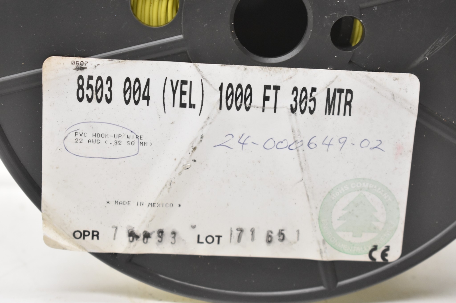 BELDEN 8503-004 YELLOW PVC HOOK-UP WIRE 22 AWG. QTY: 100 FEET PER SALE