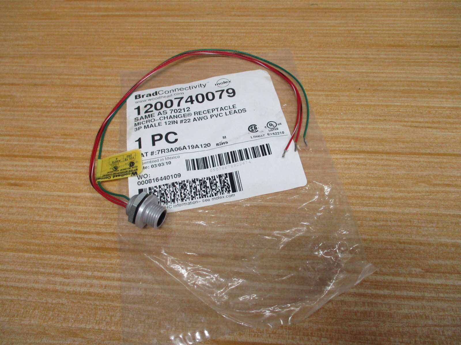 Woodhead 7R3A06A19A120 Brad Connectivity Receptacle Molex 1200740079 (Pack of 2)