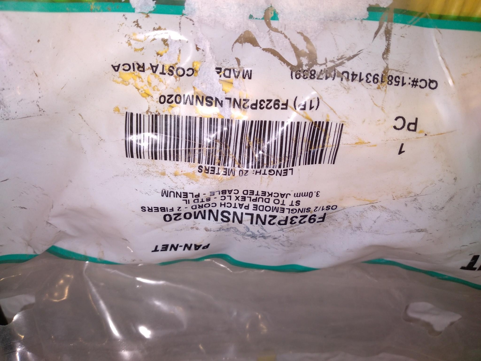 PANDUIT F923P2NLMSNM020 FIBER OPTIC PATCH CORD DUPLEX 9UM ST-DUP. LC .. 20M