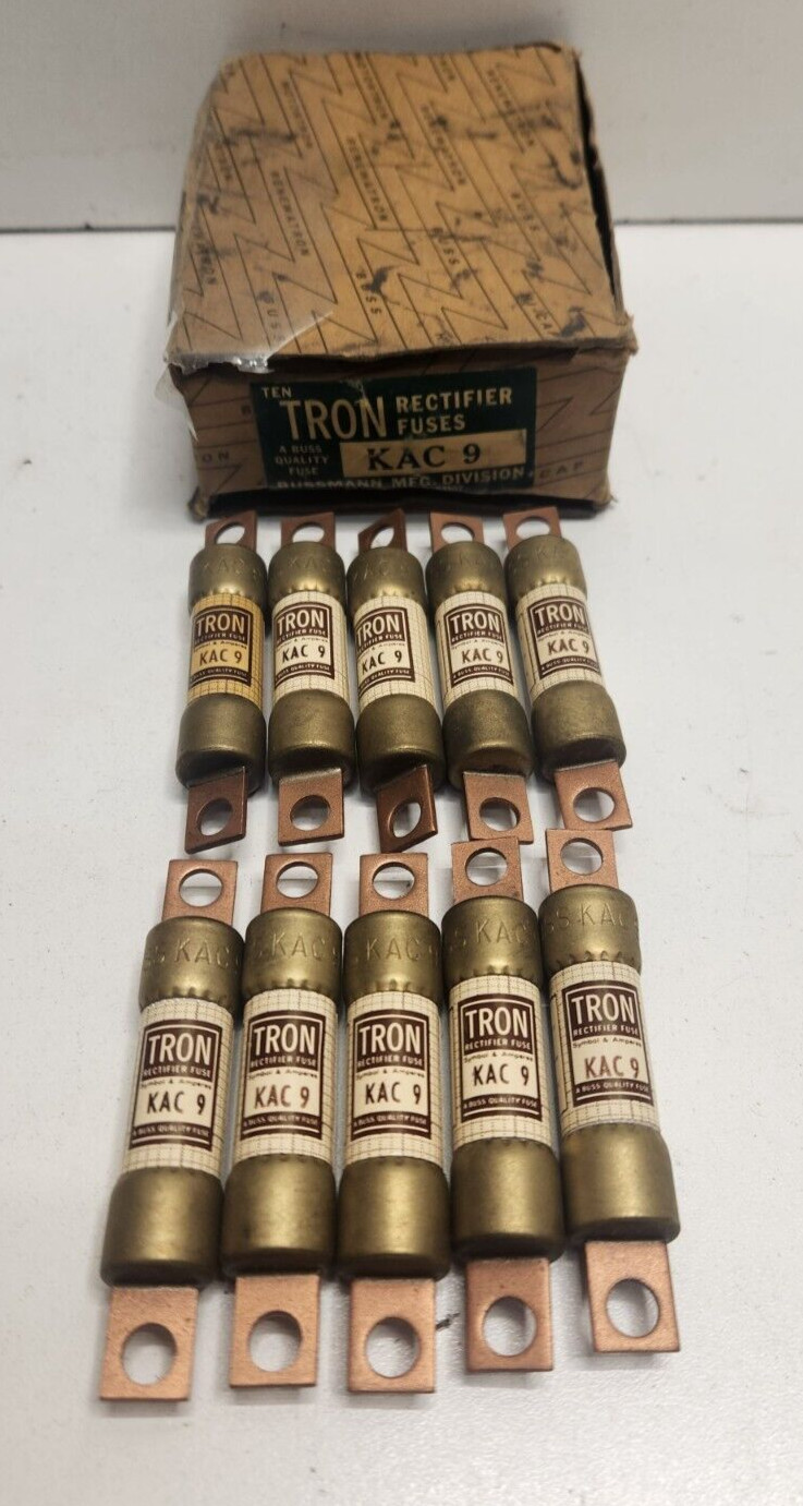 LOT OF 10 NEW OLD STOCK! BUSSMANN TRON 9A 600V RECTIFIER FUSES KAC-9