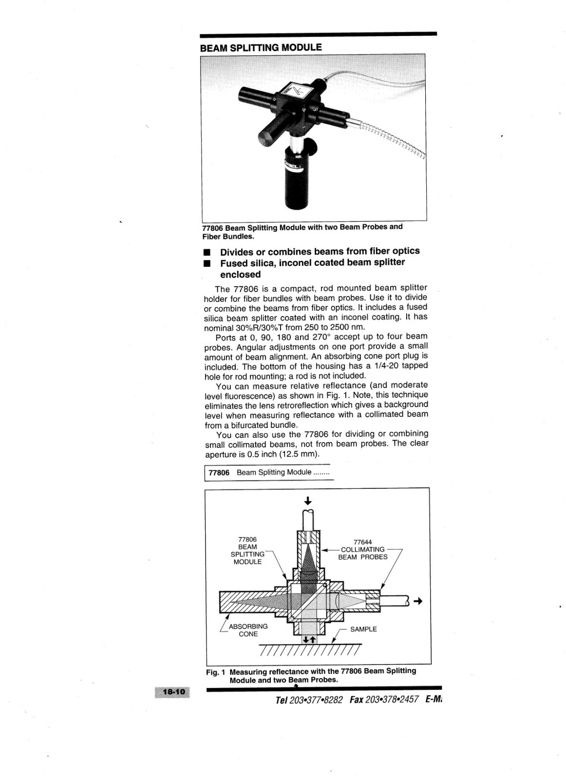 Beam Splitting Module for Fiber optics bundle – Oriel 77806