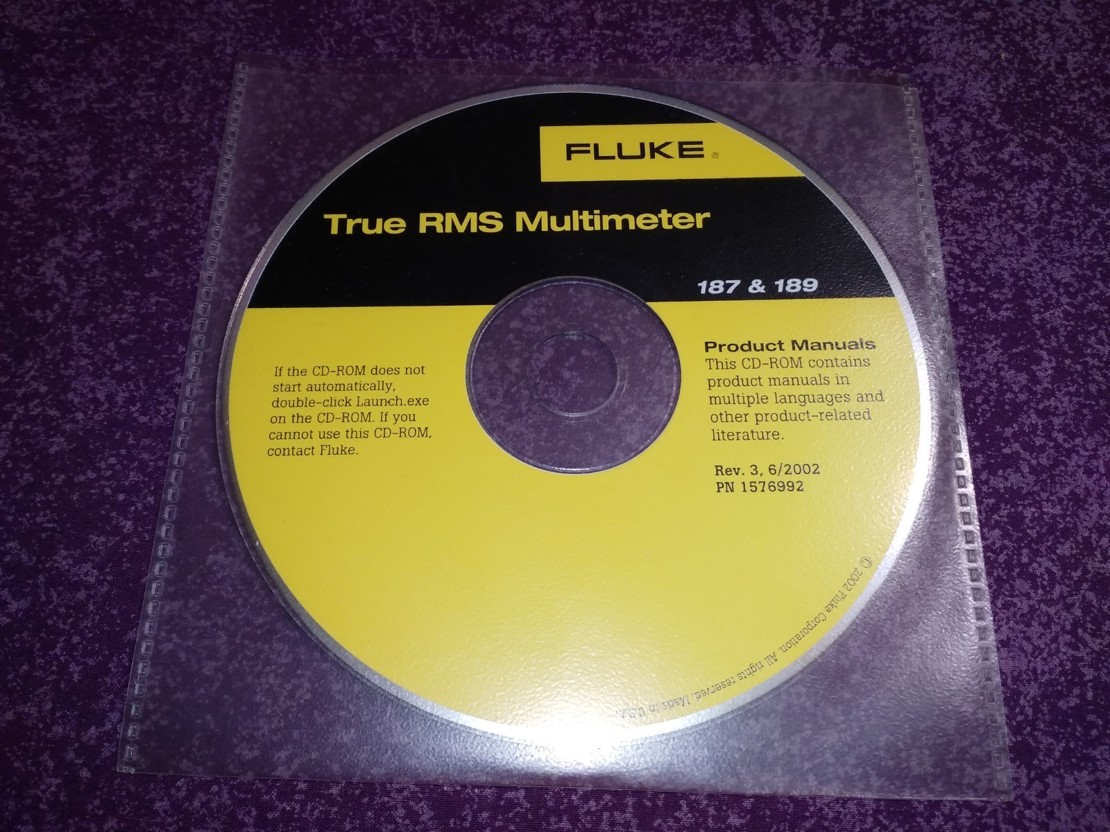 Fluke 187 & 189 Rev 6/2002 CD True RMS Multimeter PN 1576992 FREE SHIP