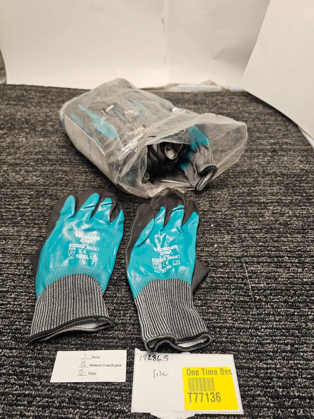 12 PAIRS Wonder Grip WG-518 NITRILE Oliva Gloves Size 10 / XL