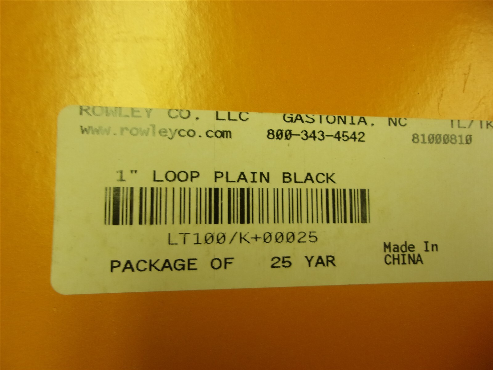 NEW Rowley 1″ Loop Plain Black LT100/K+00025 25 yards *FREE SHIPPING*
