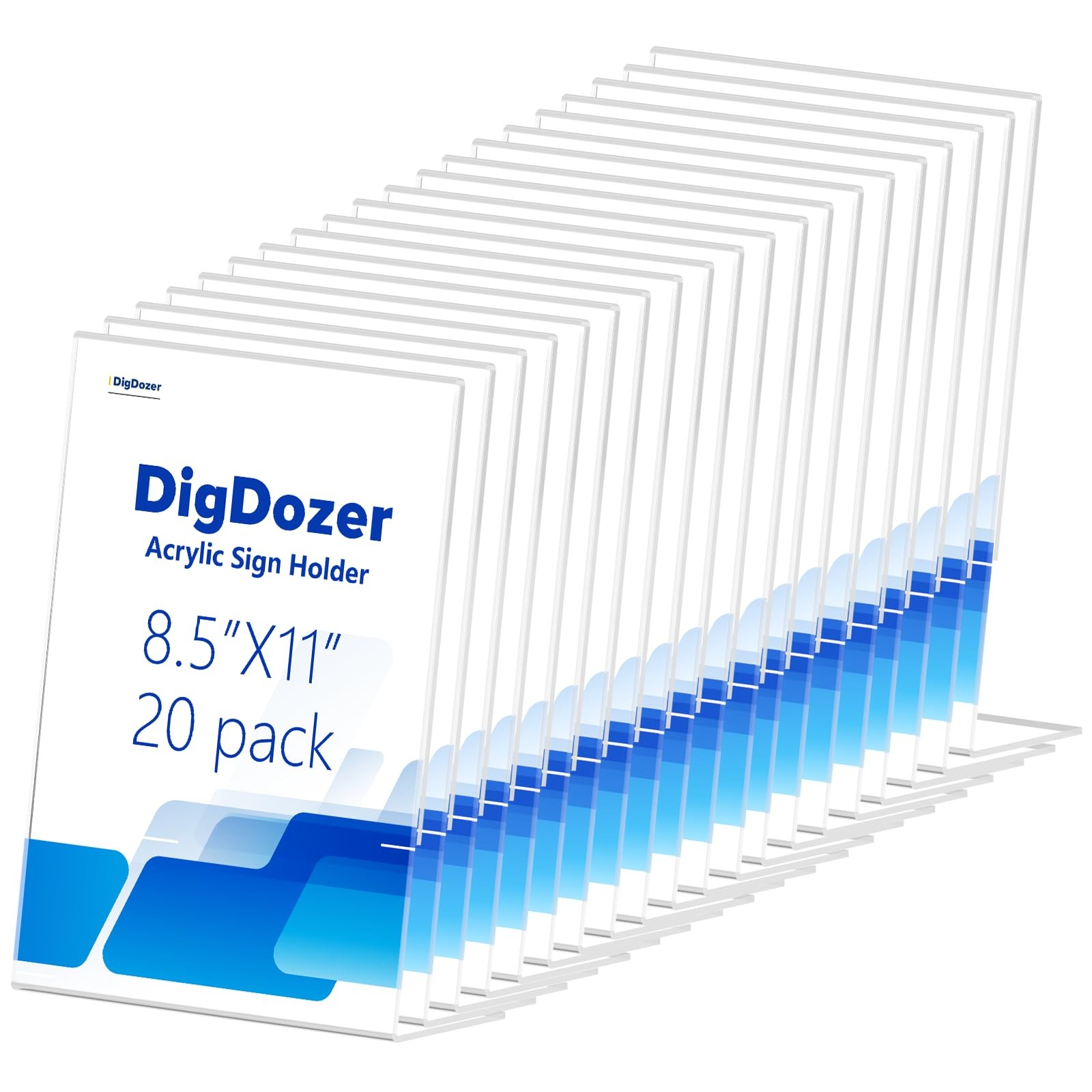 DigDozer 20 Pcs Acrylic Sign Holder 8.5 * 11inch, Slanted Back Sign Holder, Acry