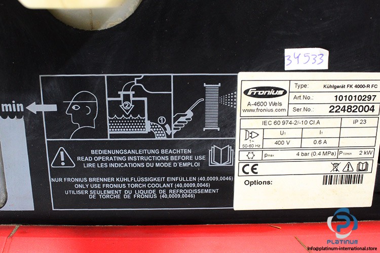 FRONIUS FK 4000-R-FC COOLING UNIT_101010297_ 3 x 400 V AC_230 X 290 X 725 mm
