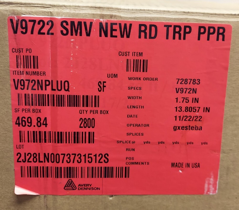 Bag of 100 – Avery Dennison Red Reflective Strips V972NPLUQ 13.8″ x 1.75″