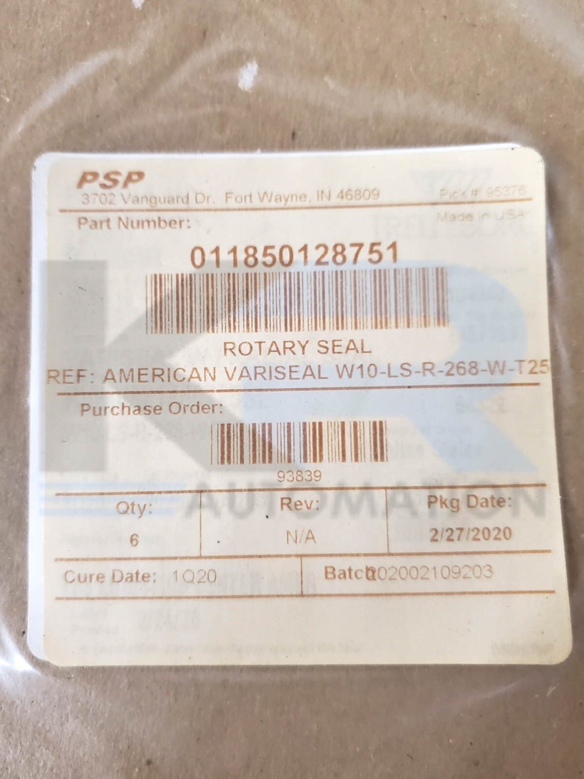 NEW SEALED Trelleborg W10-LS-R-268-W-T25 Variseal W/ Rotary Seal (PK Of Six)