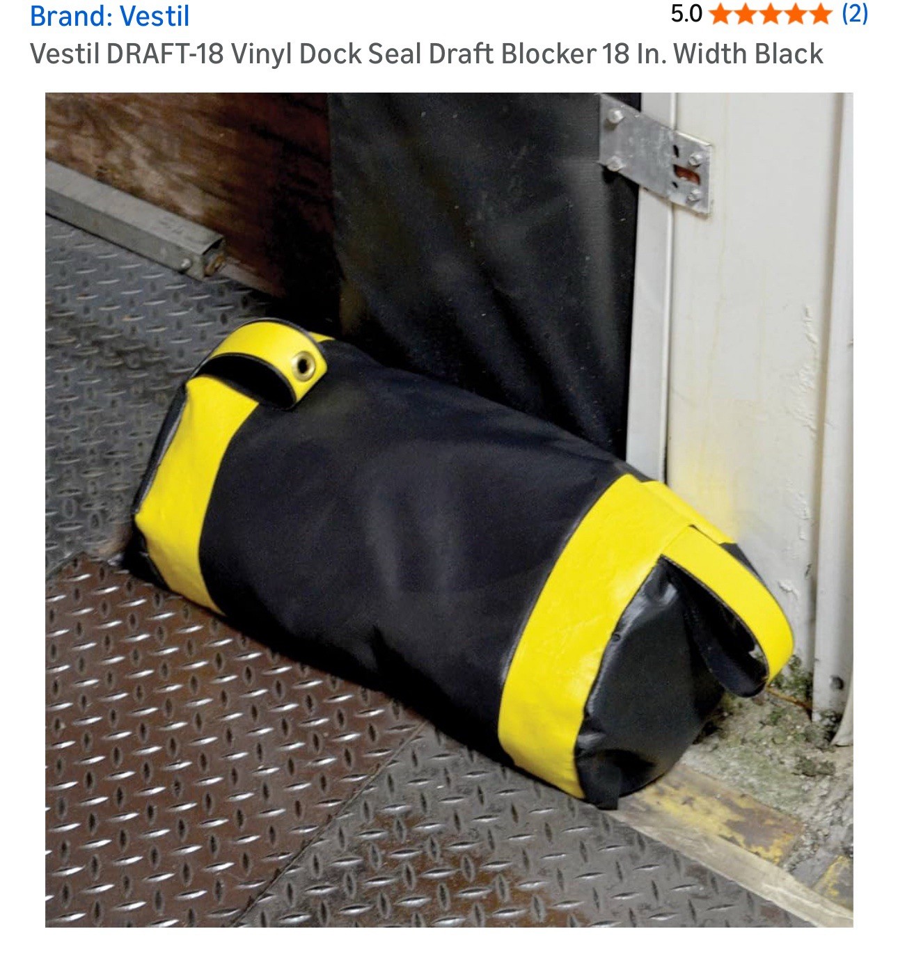 Vestil DRAFT-18 Vinyl Dock Seal Draft Blocker 18 in. Width Black