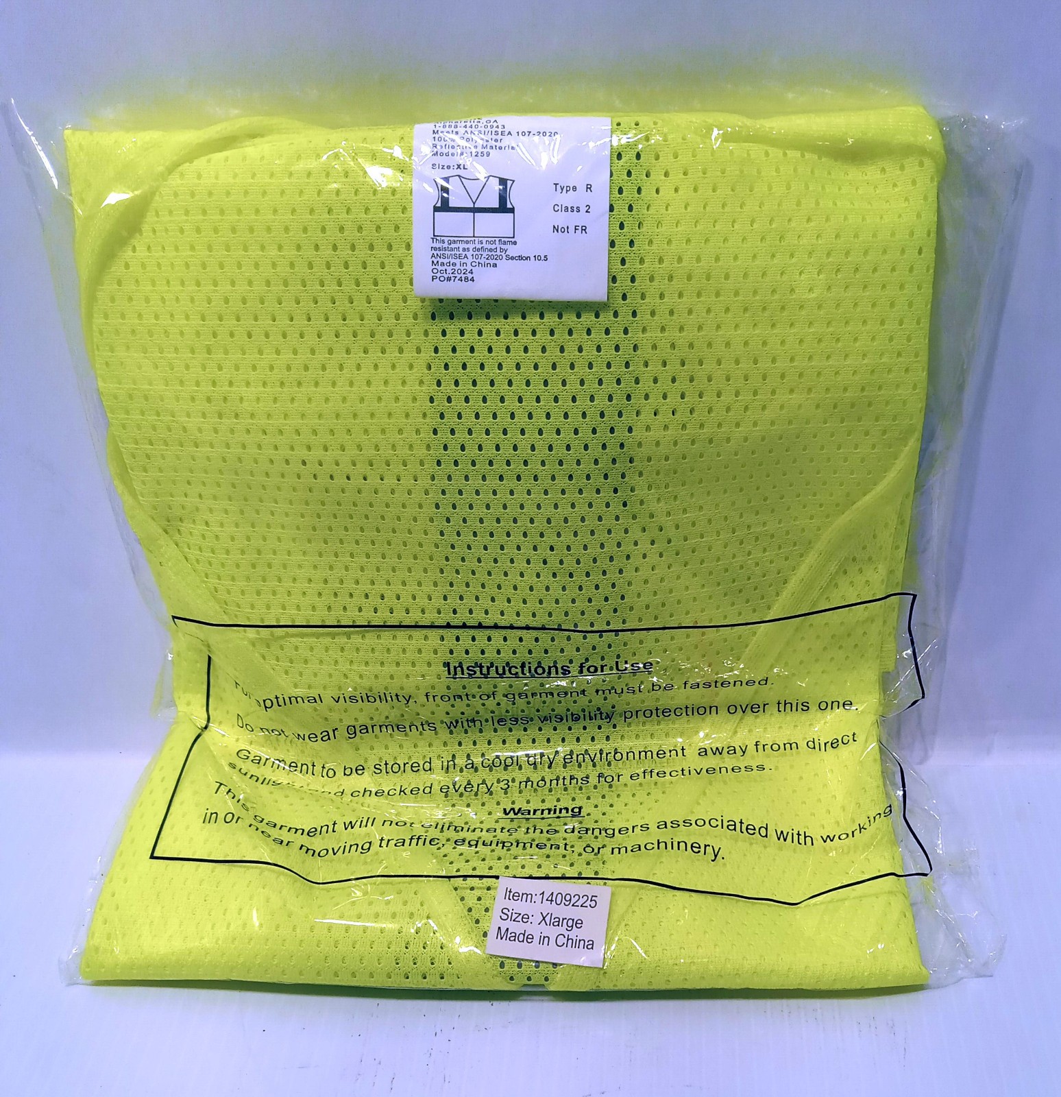 6 NEW ASN 1409225 1259 XL YELLOW REFLECTIVE SAFETY VESTS NNB *** MAKE OFFER***