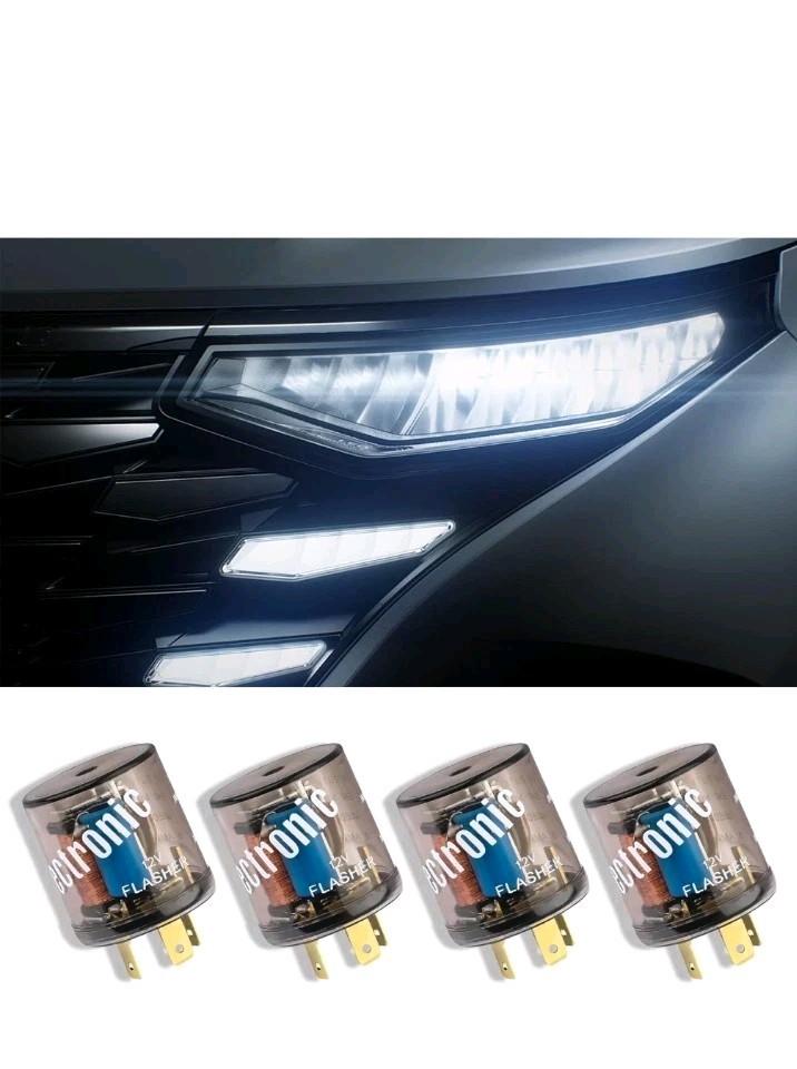 4PCS 3Pin LED Flasher Relay, 12V Heavy Duty Car Flasher Relay, Round Electric