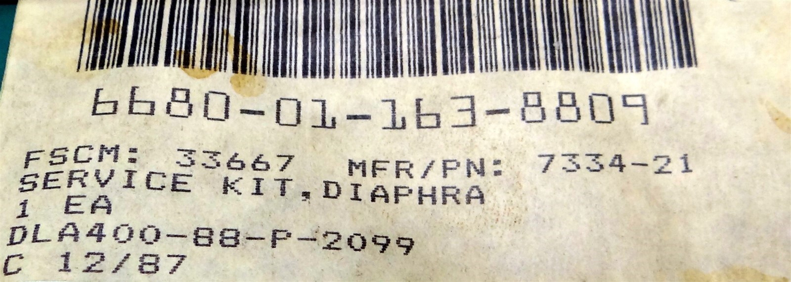 New in Box King Sensing Section Diaphragm Service Kit P/N 7334-21