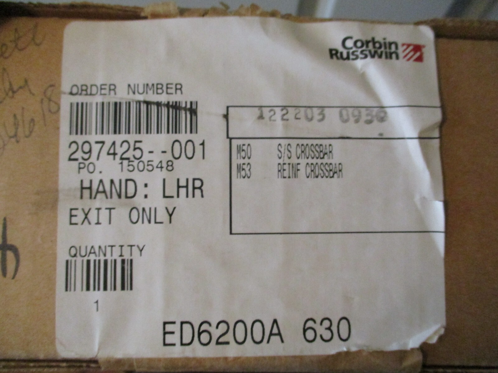 Corbin Russwin ED6200A 630 LHR Crossbar Rim Exit Device 36in