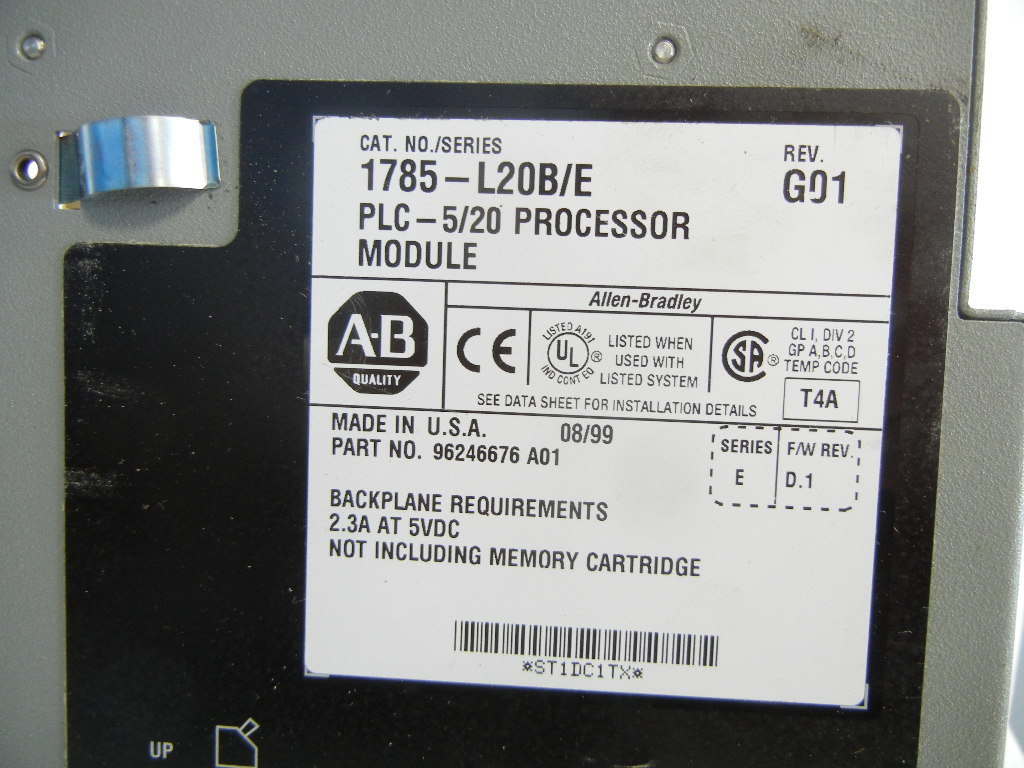 ALLEN BRADLEY 1785-L20B/E REV. G01 USED PLC-5/20 PROCESSOR MODULE 1785L20BE