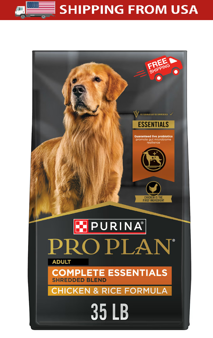 Purina Pro Plan Adult Shredded Blend Chicken & Rice Formula Dry Dog Food, 35 lb