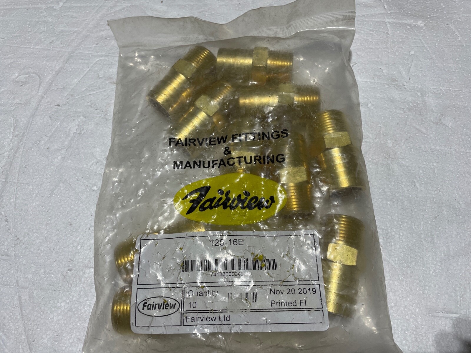 Fairview 125-16E Male Pipe Hose Barbs, 1″ ID x 3/4″ Pipe, Lot of 10
