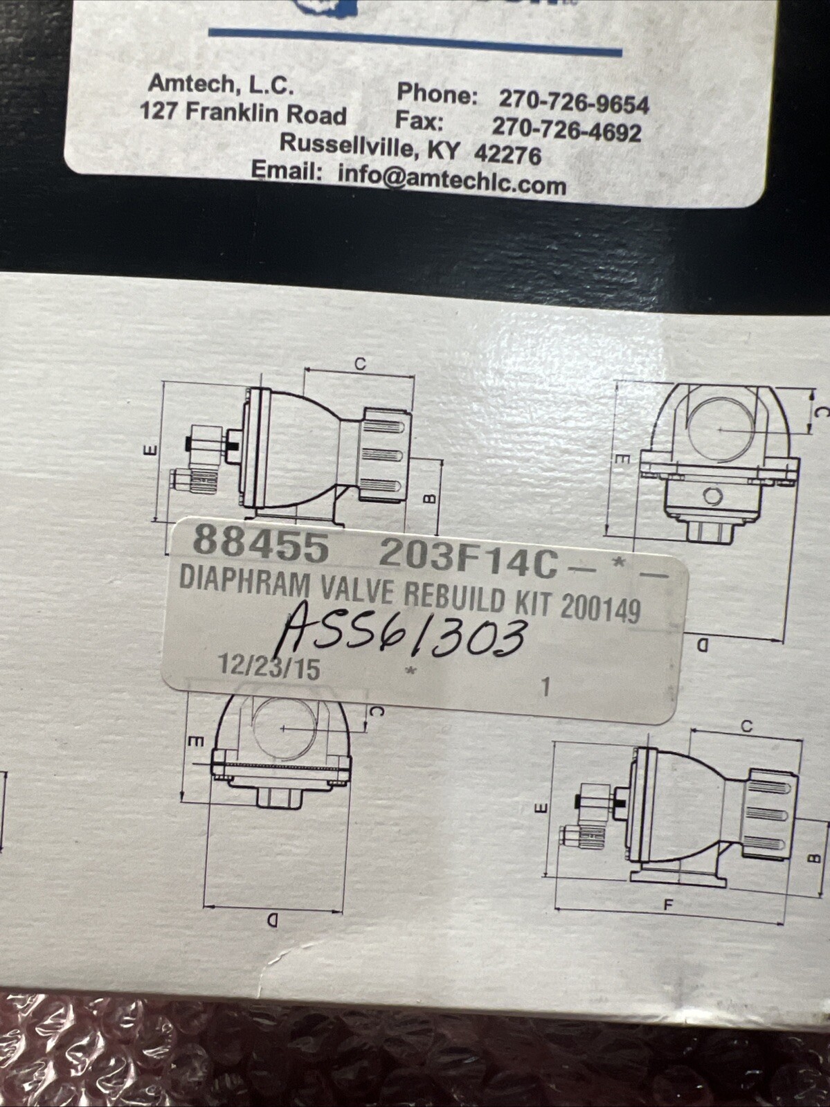 New Amtech TH-25 Diaphragm Repair Kit