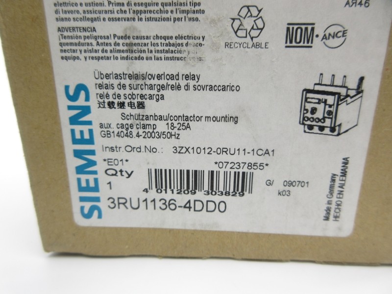 SIEMENS 3RU1136-4DD0 18-25A NSMP