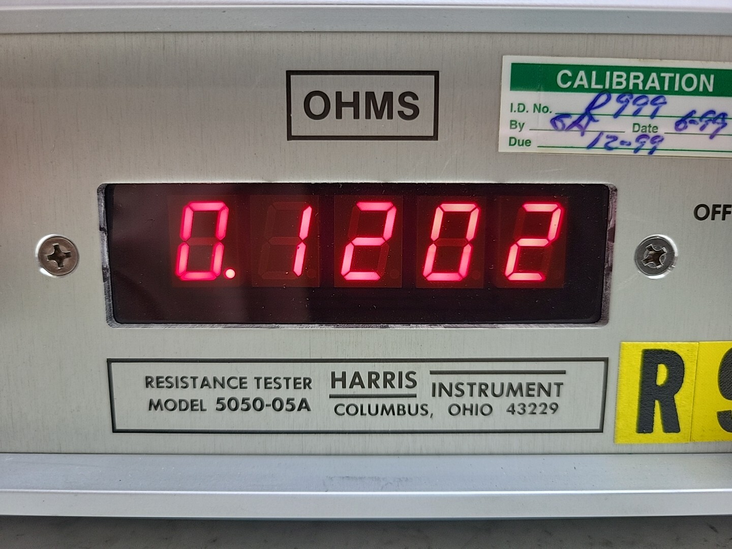 Harris Instrument 5050-05A Digital Resistance Tester 2 20 200 2k 20k Ohms
