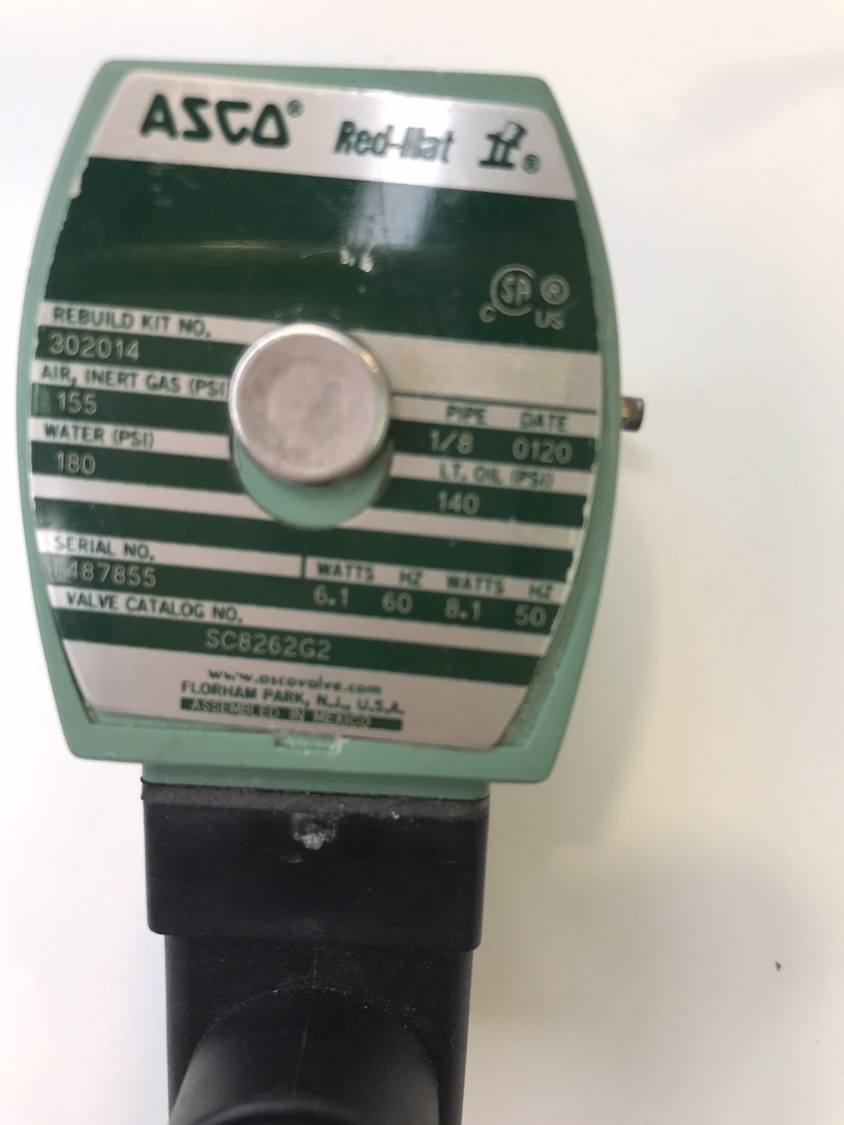 ASCO 8262G2 SOLENOID VALVE 1/8 Untested See Pictures