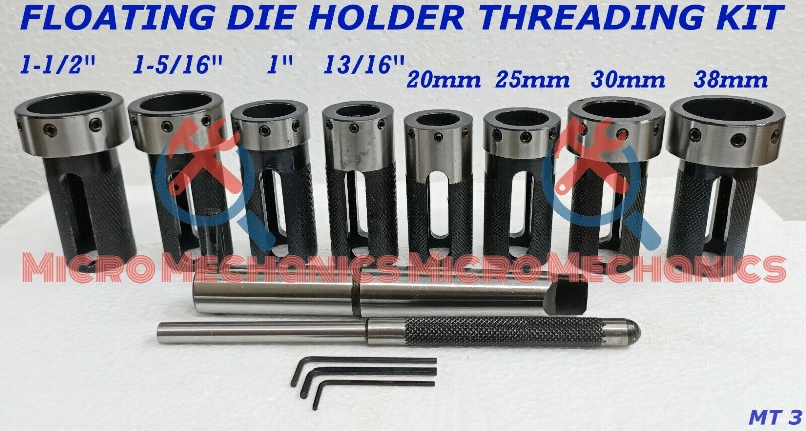 MT3 Lathe Tailstock Die Holder Set Floating Type 3MT Shank Lathe Threading Kit