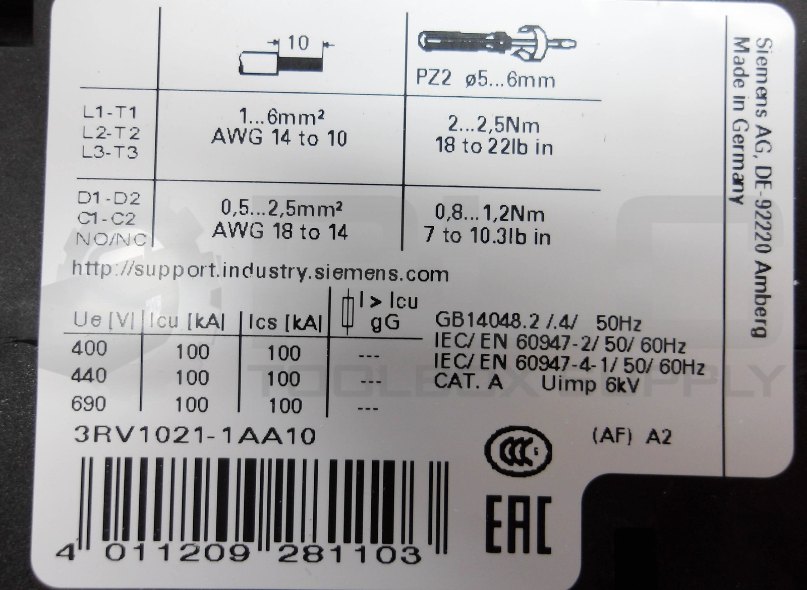 NEW SIEMENS 3RV1021-1AA10 CIRCUIT BREAKER CLASS 10