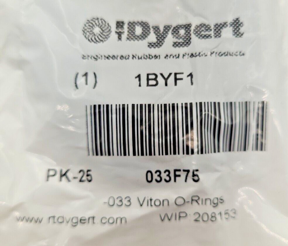 RT Dygert 1BYF1, 2-1/8″ x 1/16″, Viton O Rings, 033F75, 25 Pack, new (MM)
