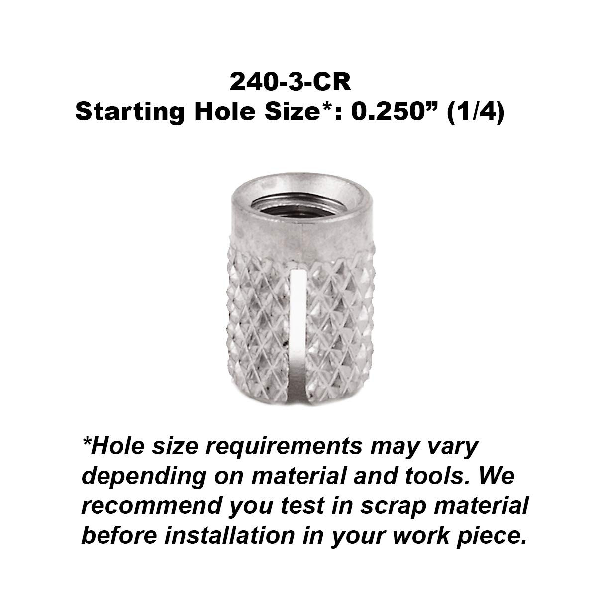 Threaded Insert for Plastic Flush Stainless Steel Thread Inserts 10-24 Pack of 5