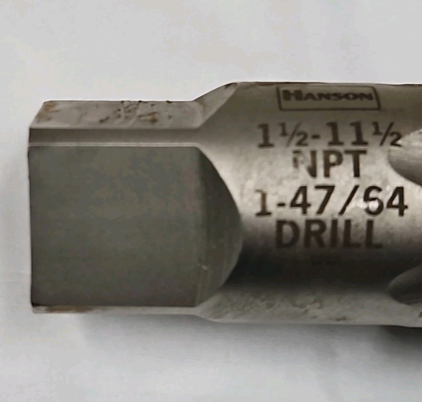 Hanson Irwin 1909 1-1/2″ NPT 6 Flute Tapered Pipe Tap USA 1.5″