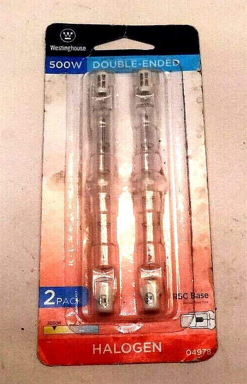 Westing House Halogen Double-Ended Bulb 500W 120V Base 2Pack 3050K 4.7 Inch