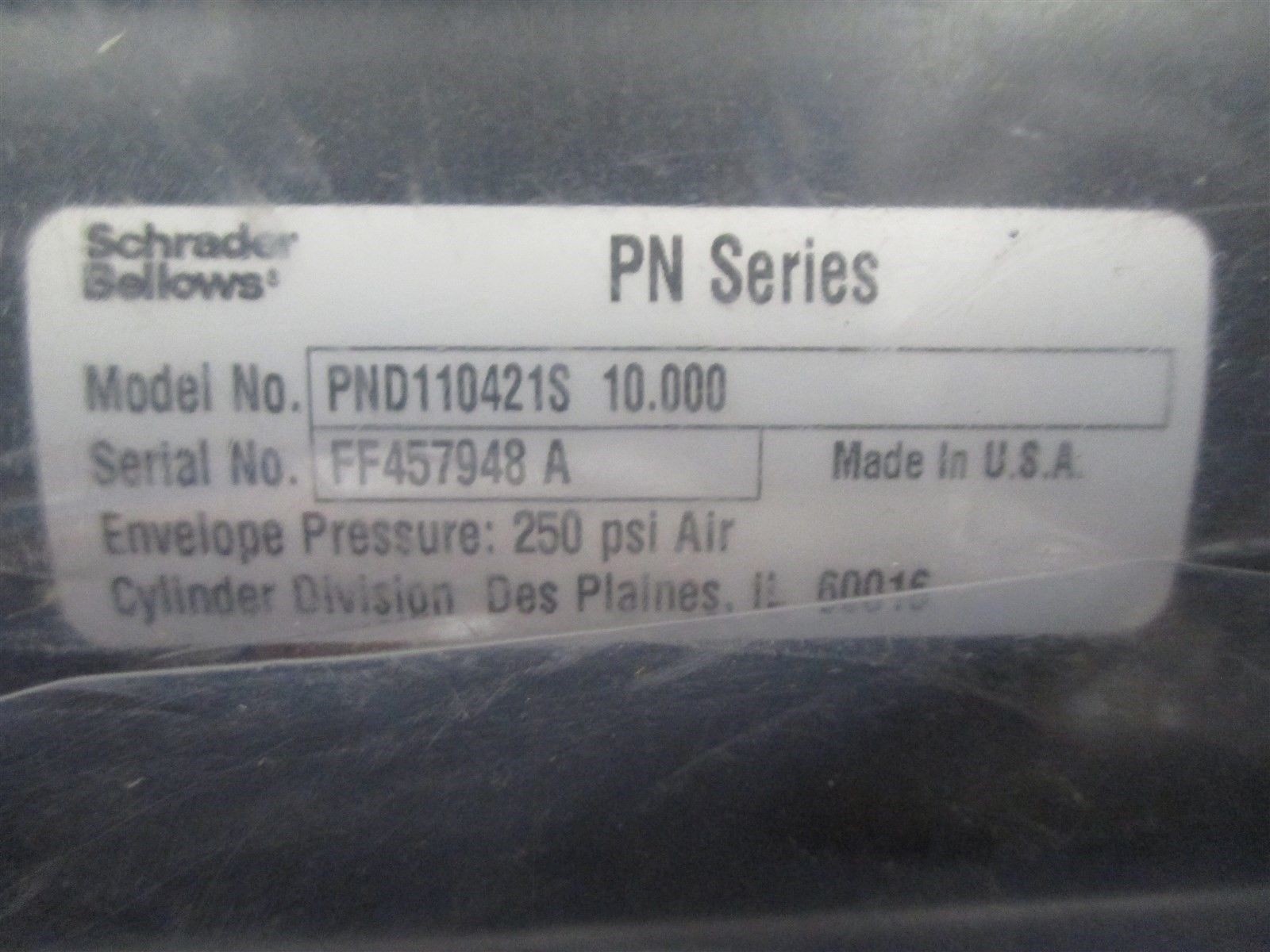 Parker Schrader Bellows PN PND110421S 10.000 Cylinder