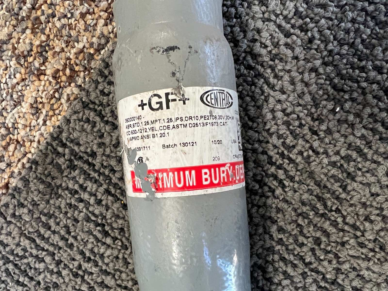 GF 360000140 Central Anodeless Riser PE2708 Pipe, 1.25 MNPT x IPS