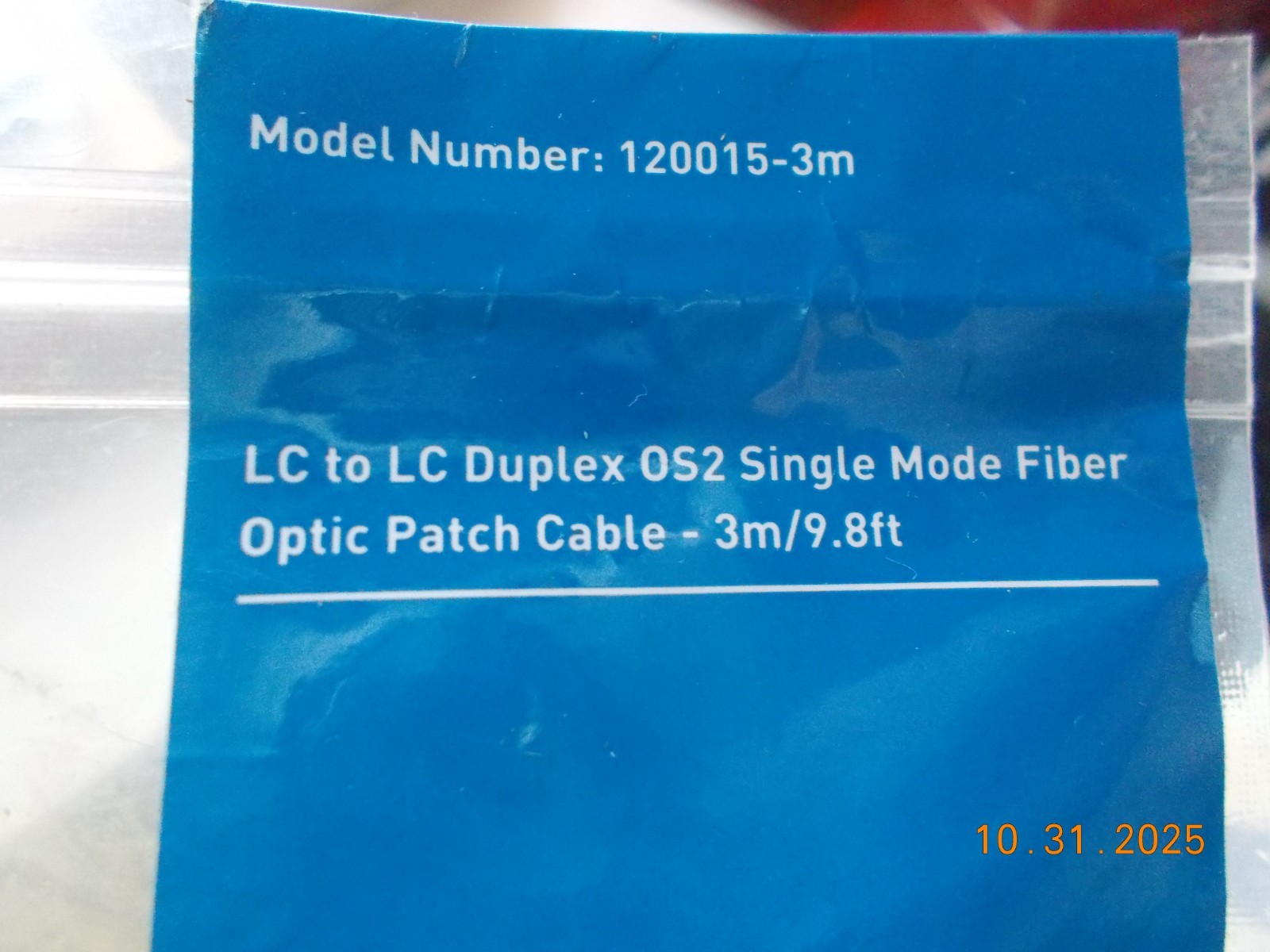 NIP Model 120015-3M LC to LC Duplex 052 Single Mode Fiber Optical Patch Cable 3m