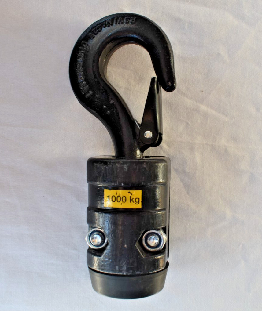1000kg, 1 ton Bottom Hook Assembly for 1/4 Chain DIN 15401 Black