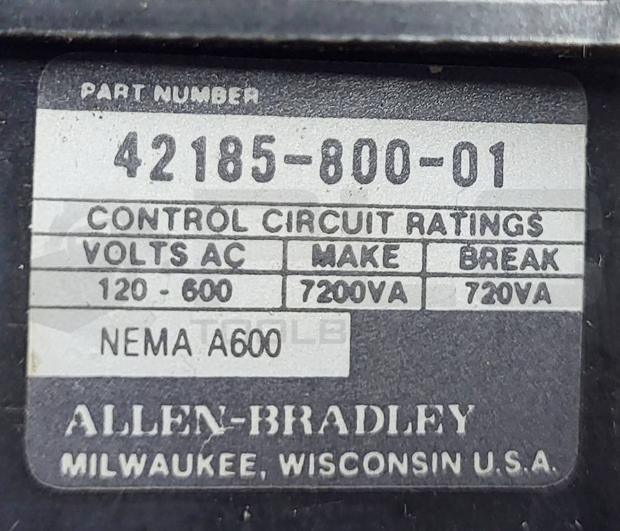ALLEN BRADLEY 509-BOD /B STARTER W/ CB236 COIL W/ 42185-800-00